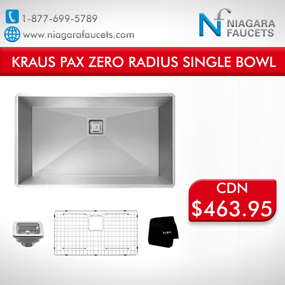 KRAUS PAX ZERO-RADIUS SINGLE BOWL 31 1/2″ 16 GAUGE
