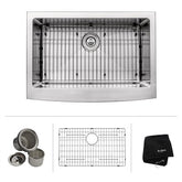 30 inch Farmhouse Apron Single Bowl 16 gauge Stainless Steel Kitchen Sink  with NoiseDefend™ Soundproofing