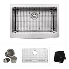 30 inch Farmhouse Apron Single Bowl 16 gauge Stainless Steel Kitchen Sink  with NoiseDefend™ Soundproofing