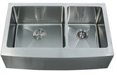 33 inch Farmhouse Apron 60/40 Double Bowl 16 gauge Stainless Steel Kitchen Sink  with NoiseDefend™ Soundproofing