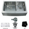 33 inch Farmhouse Apron 60/40 Double Bowl 16 gauge Stainless Steel Kitchen Sink  with NoiseDefend™ Soundproofing