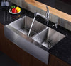36 inch Farmhouse Apron 60/40 Double Bowl 16 gauge Stainless Steel Kitchen Sink with NoiseDefend™ Soundproofing