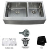 36 inch Farmhouse Apron 60/40 Double Bowl 16 gauge Stainless Steel Kitchen Sink with NoiseDefend™ Soundproofing