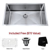 32 inch Undermount Single Bowl 16 gauge Stainless Steel Kitchen Sink with NoiseDefend™ Soundproofing
