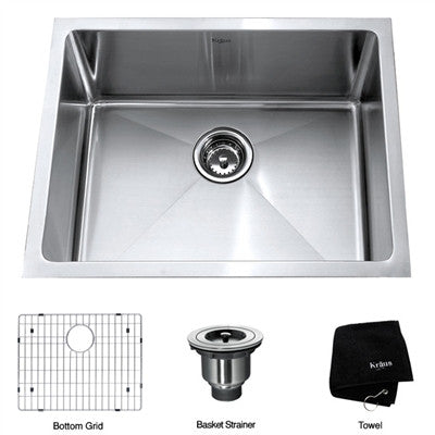 23 INCH UNDERMOUNT SINGLE BOWL 16 GAUGE STAINLESS STEEL KITCHEN SINK