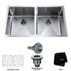 33 inch Undermount 50/50 Double Bowl 16 gauge Stainless Steel Kitchen Sink with NoiseDefend™ Soundproofing
