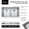 33 INCH UNDERMOUNT 50/50 DOUBLE BOWL 16 GAUGE STAINLESS STEEL KITCHEN SINK
