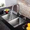 33 inch Undermount 60/40 Double Bowl 16 gauge Stainless Steel Kitchen Sink with NoiseDefend™ Soundproofing