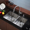 33 inch Undermount 60/40 Double Bowl 16 gauge Stainless Steel Kitchen Sink with NoiseDefend™ Soundproofing