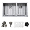33 INCH UNDERMOUNT 60/40 DOUBLE BOWL 16 GAUGE STAINLESS STEEL KITCHEN SINK