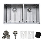 33 inch Undermount 60/40 Double Bowl 16 gauge Stainless Steel Kitchen Sink with NoiseDefend™ Soundproofing