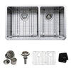 33 inch Undermount 60/40 Double Bowl 16 gauge Stainless Steel Kitchen Sink with NoiseDefend™ Soundproofing