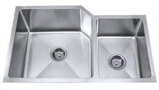 32 inch Undermount 60/40 Double Bowl 16 gauge Stainless Steel Kitchen Sink with NoiseDefend™ Soundproofing