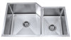 32 inch Undermount 60/40 Double Bowl 16 gauge Stainless Steel Kitchen Sink with NoiseDefend™ Soundproofing