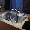 32 inch Undermount 60/40 Double Bowl 16 gauge Stainless Steel Kitchen Sink with NoiseDefend™ Soundproofing