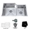 32 inch Undermount 60/40 Double Bowl 16 gauge Stainless Steel Kitchen Sink with NoiseDefend™ Soundproofing