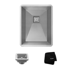 KRAUS Pax Zero-Radius Single Bowl 14 1/2" 18 Gauge (1.2mm Thick)Stainless Steel Bar Sink with NoiseDefend™ Soundproofing