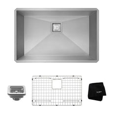 KRAUS Pax Zero-Radius Single Bowl 28 1/2" 16 Gauge (1.5mm Thick) Stainless Steel Kitchen Sink with NoiseDefend™ Soundproofing