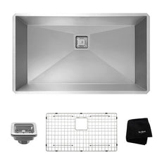 KRAUS Pax Zero-Radius Single Bowl 31 1/2" 16 Gauge (1.5mm Thick) Stainless Steel Kitchen Sink with NoiseDefend™ Soundproofing