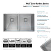 KRAUS Pax Zero-Radius Double Bowl 31 1/2" 16 Gauge (1.5mm Thick) Stainless Steel Kitchen Sink with NoiseDefend™ Soundproofing